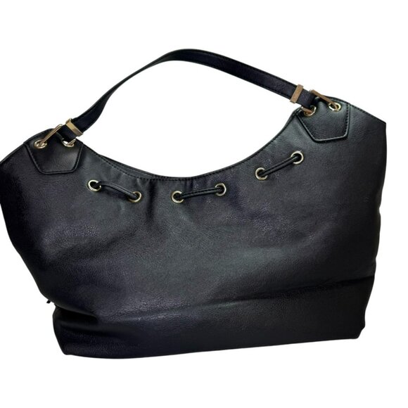 Michael Kors Large Black Leather Tote Bag with Tassels & MK Charm — Classic Hobo - Picture 4 of 9